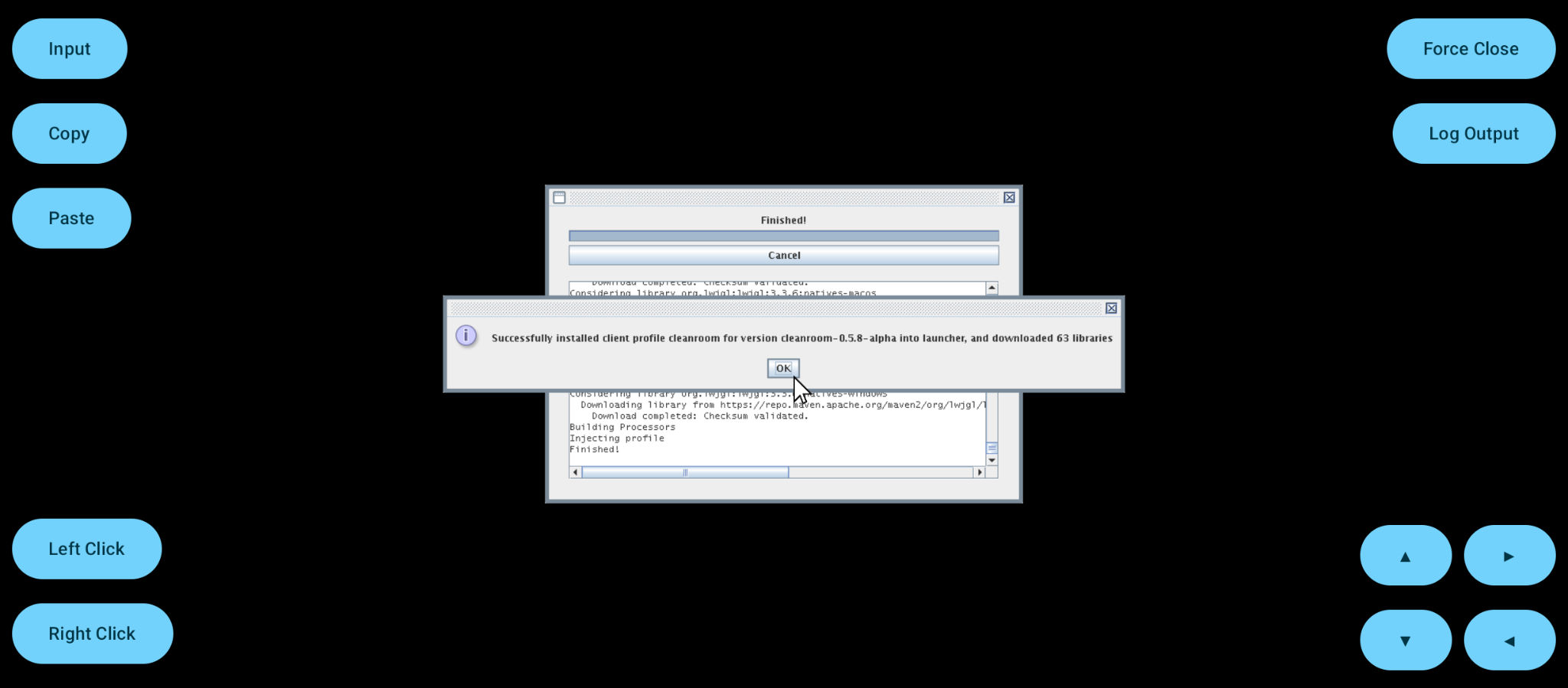 Manual installer finishing setup