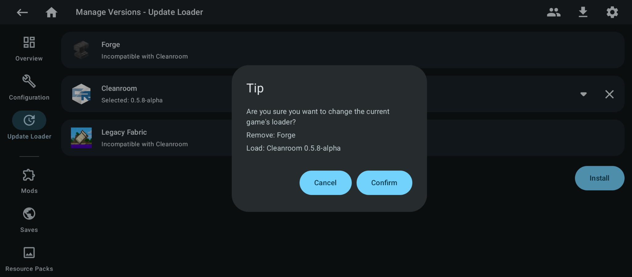 Confirm the loader update