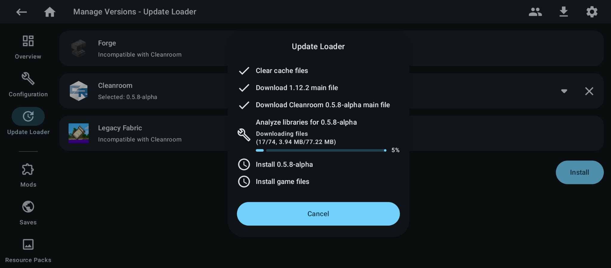 Loader update in progress